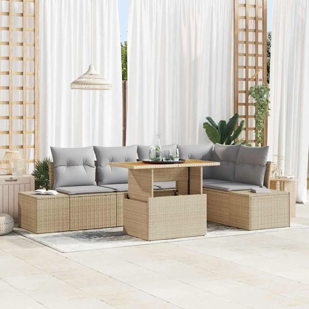 Ensemble de salle à manger pour jardin 6 pcs Beige et gris vidaXL 3349965 beige et gris