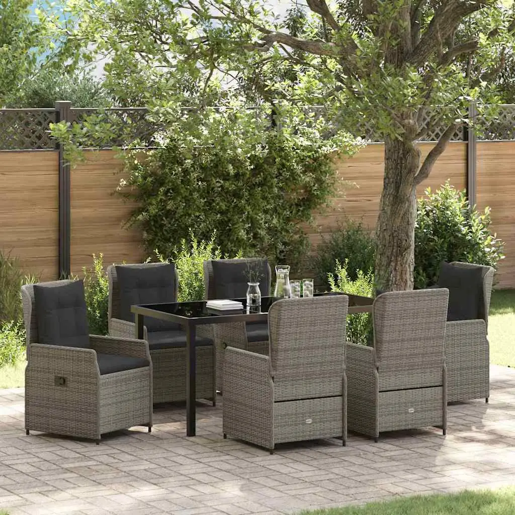 Ensemble de salle à manger pour jardin 7 pcs Gris polyrotin vidaXL 3380957