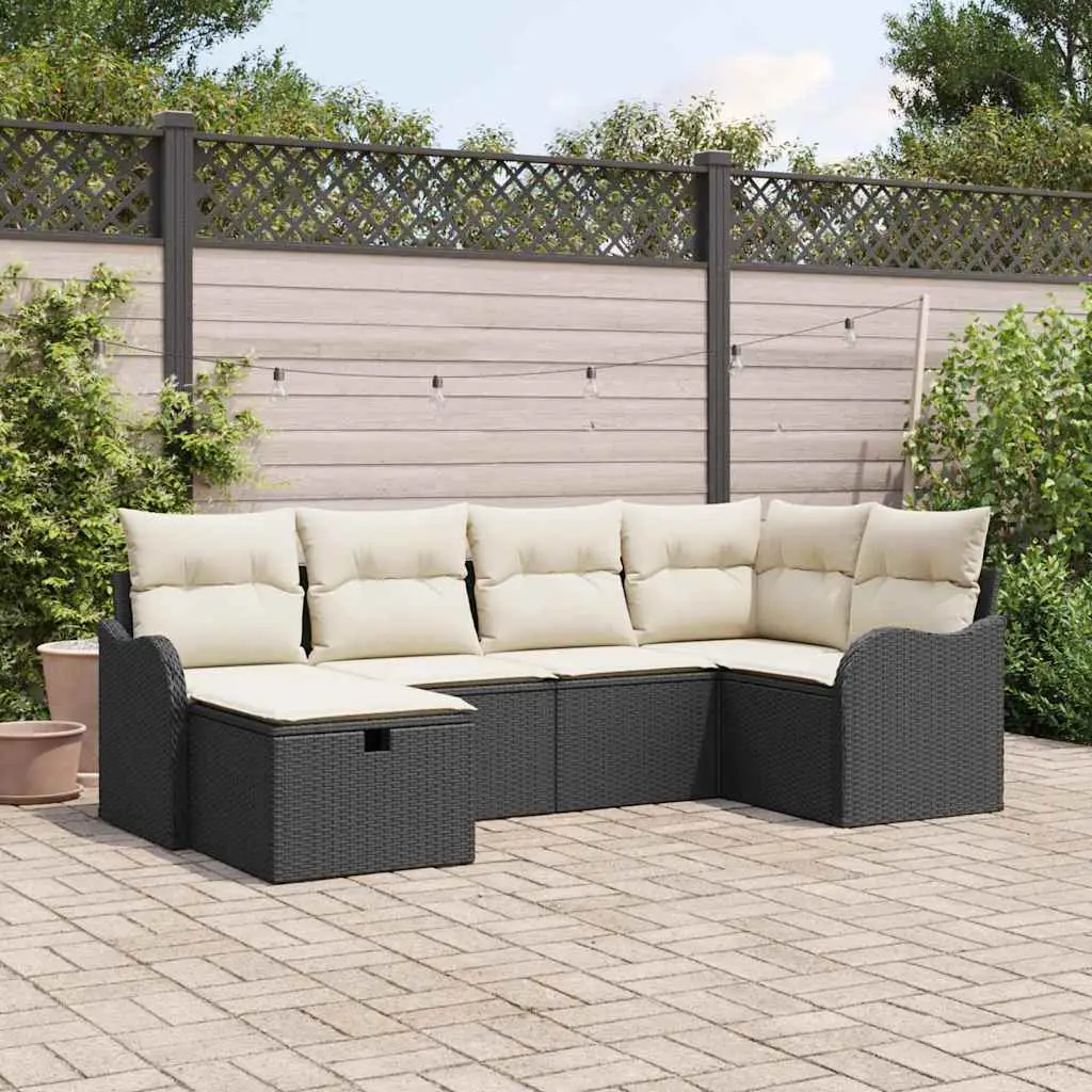 Ensemble Canapé Extérieur 6 pcs Polyrotin Robuste avec Coussins Confortables pour Détente Jardin Noir – ComfortXL Outdoor Living