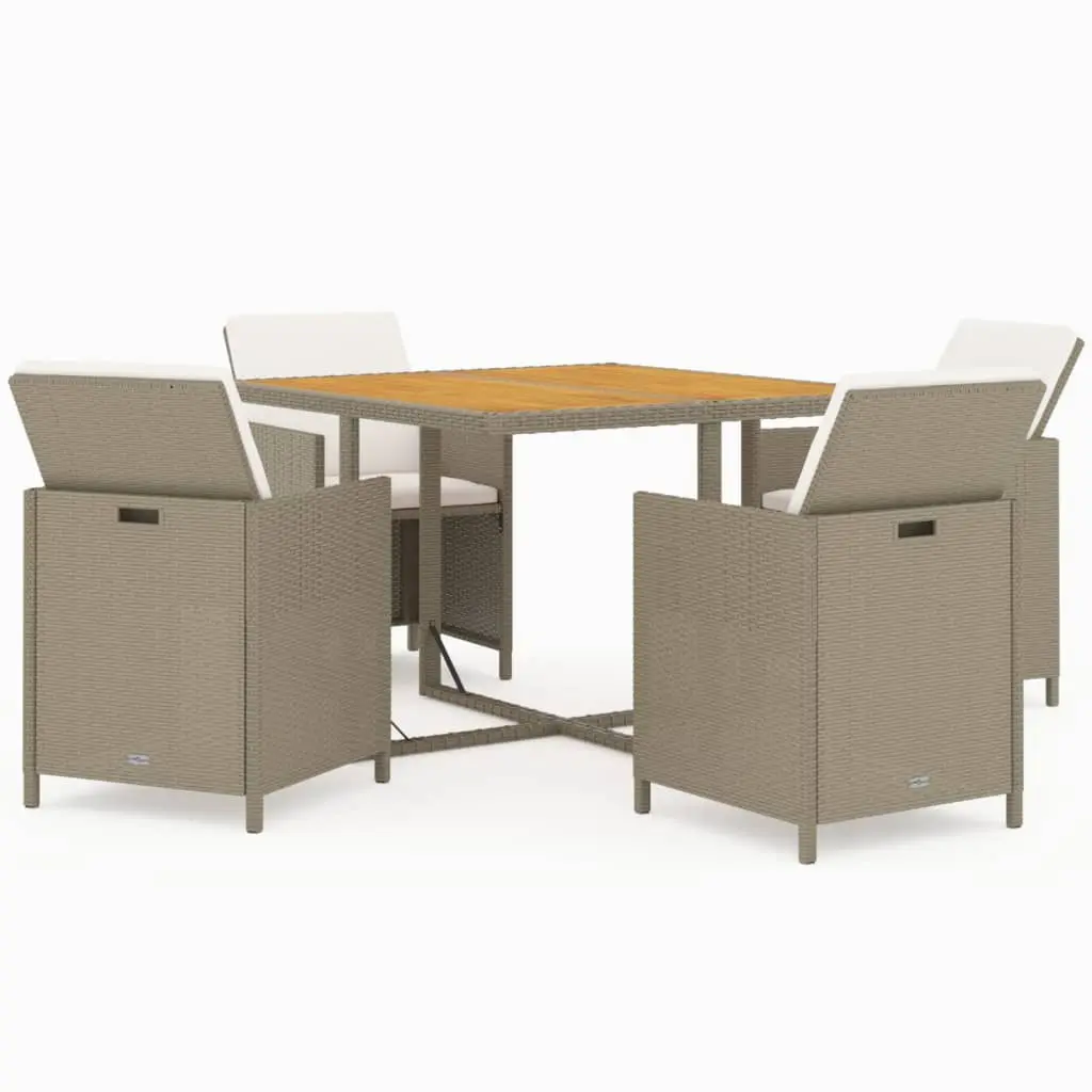 Ensemble de 5 pcs table de jardin et chaises avec coussins – mobilier de jardin Poly rotin Beige-JU2827