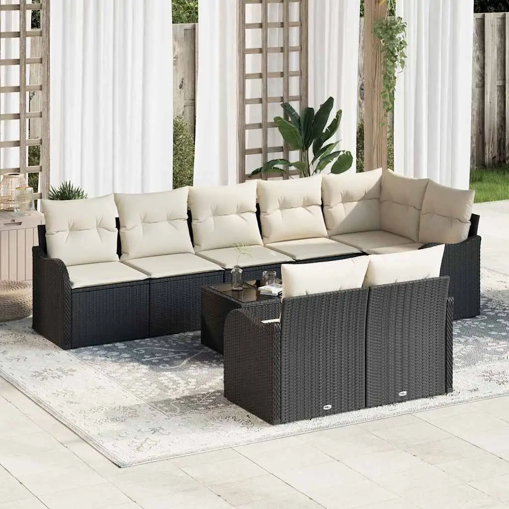 Ensemble de canapé de jardin Noir polyrotin vidaXL 3345757