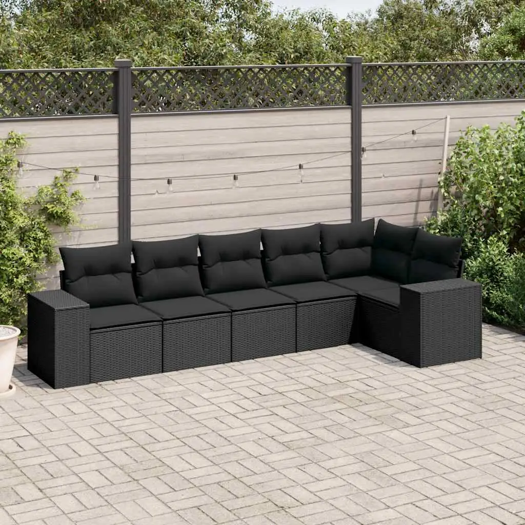 Ensemble Canapés 6 Places Résine Tressée Modulable pour Jardin et Balcon Noir – ComfortXL Outdoor Living