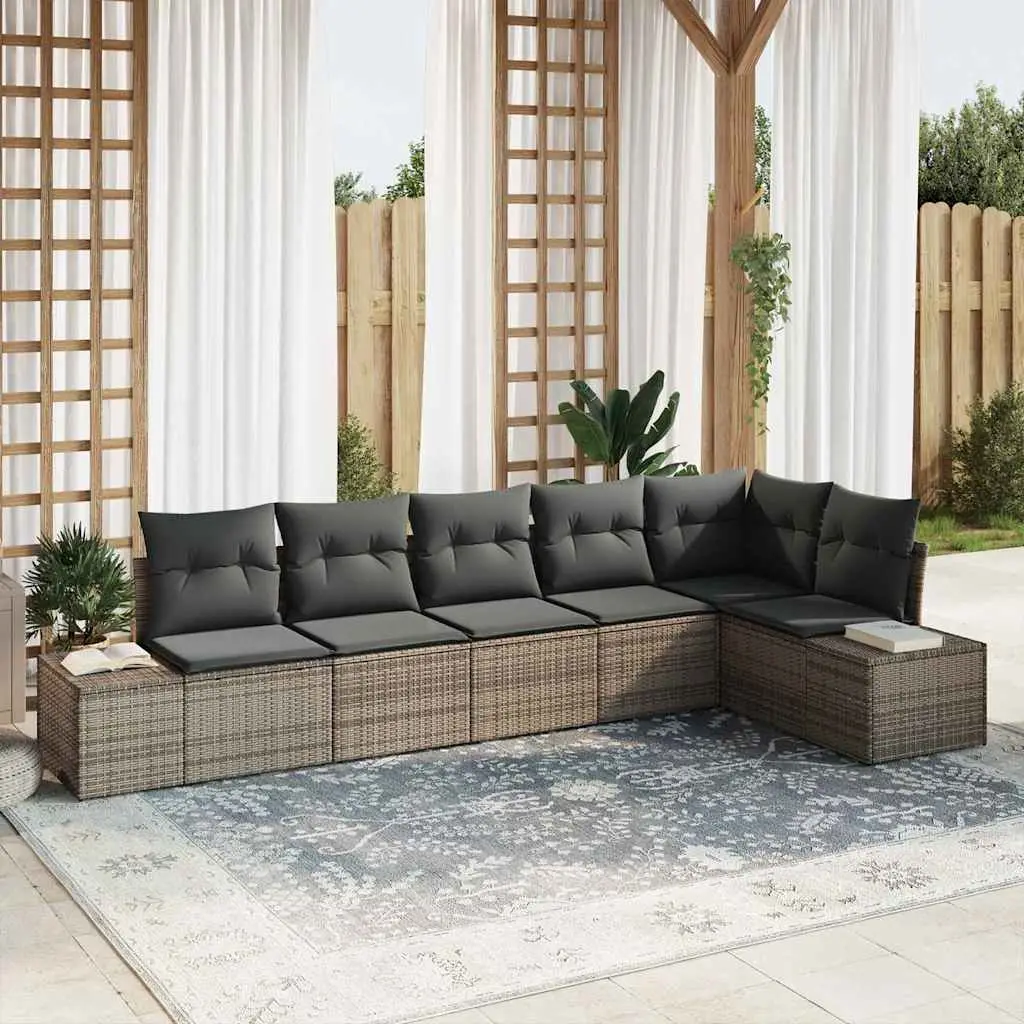 Ensemble de canapé de jardin avec stockage 6 pcs Gris polyrotin vidaXL 3355748