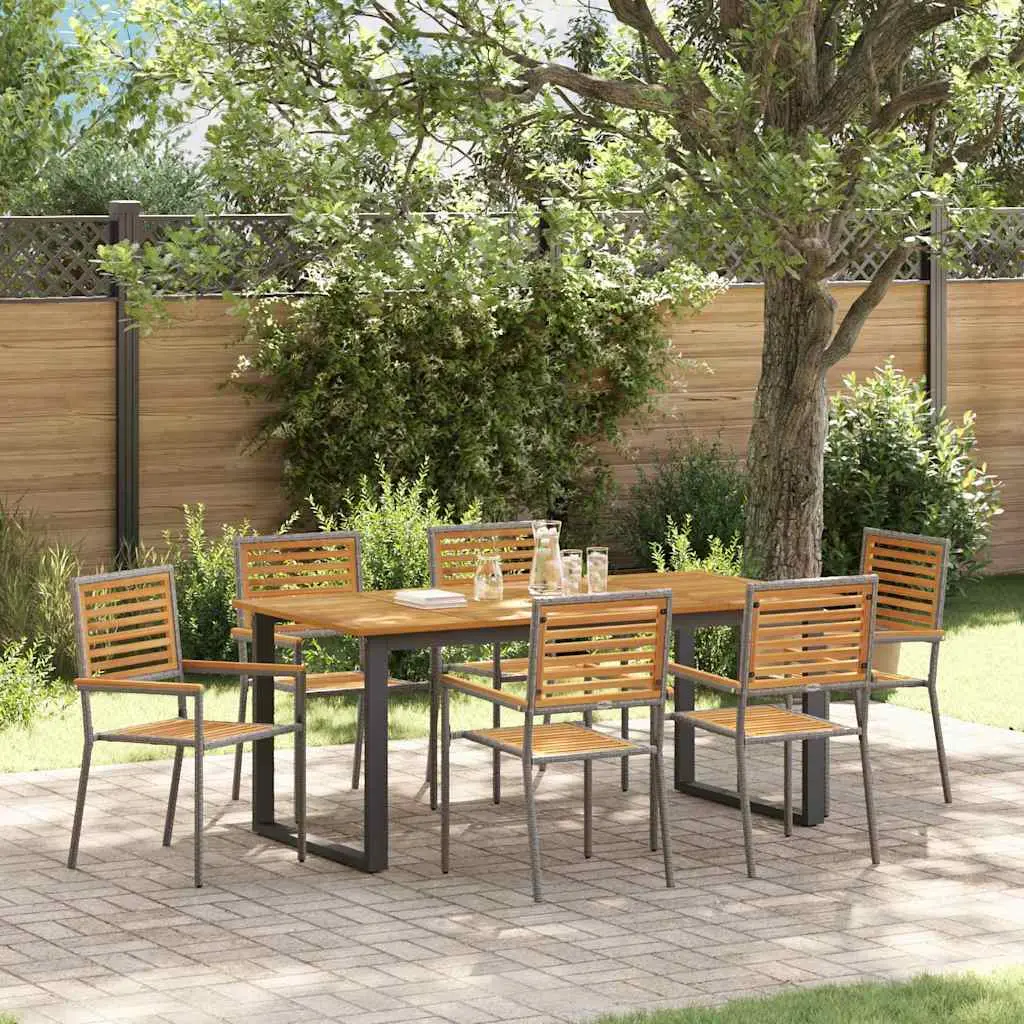 Ensemble de salle à manger pour jardin 7 pcs Gris vidaXL 3365464