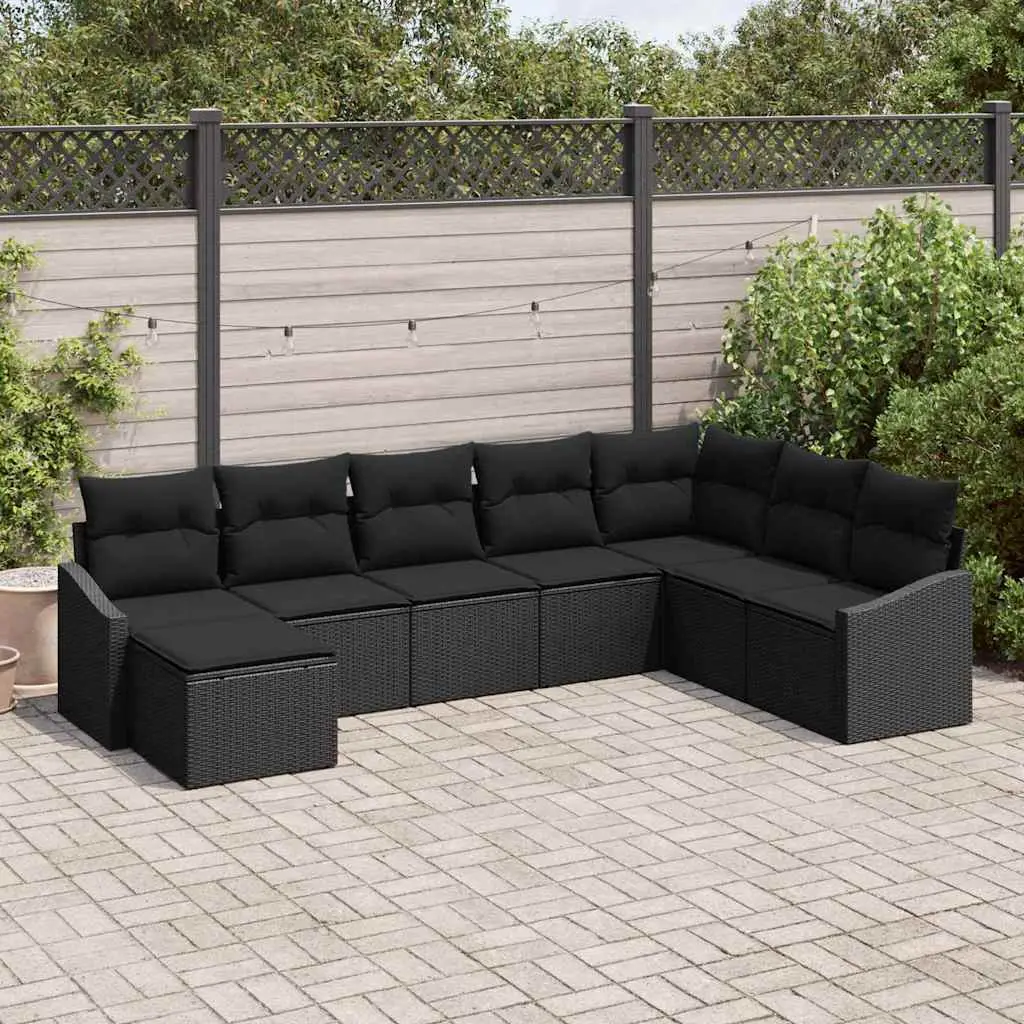 Ensemble de Canapés avec coussin 8 pcs Noir polyrotin vidaXL 3346843