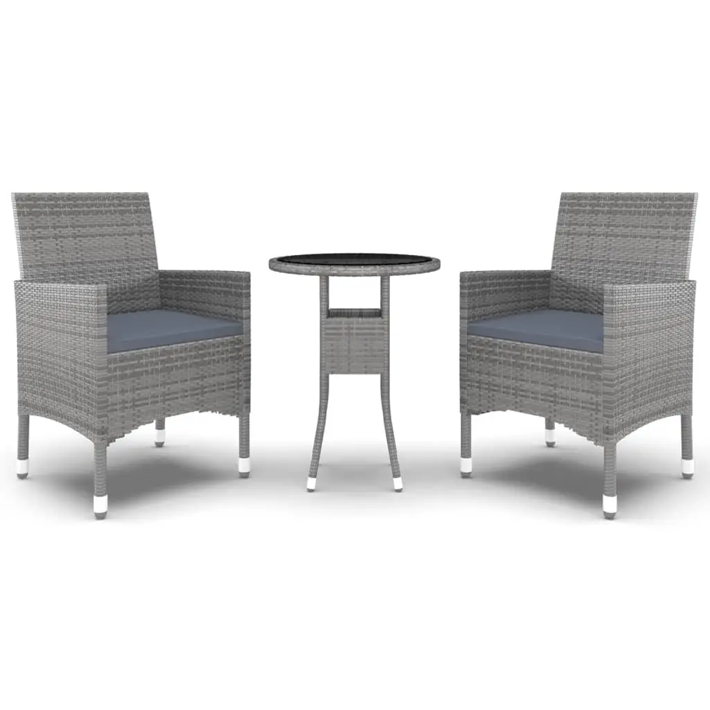 Ensemble de 3 pcs table de jardin avec chaises – mobilier de jardin Résine tressée Gris-JU2390