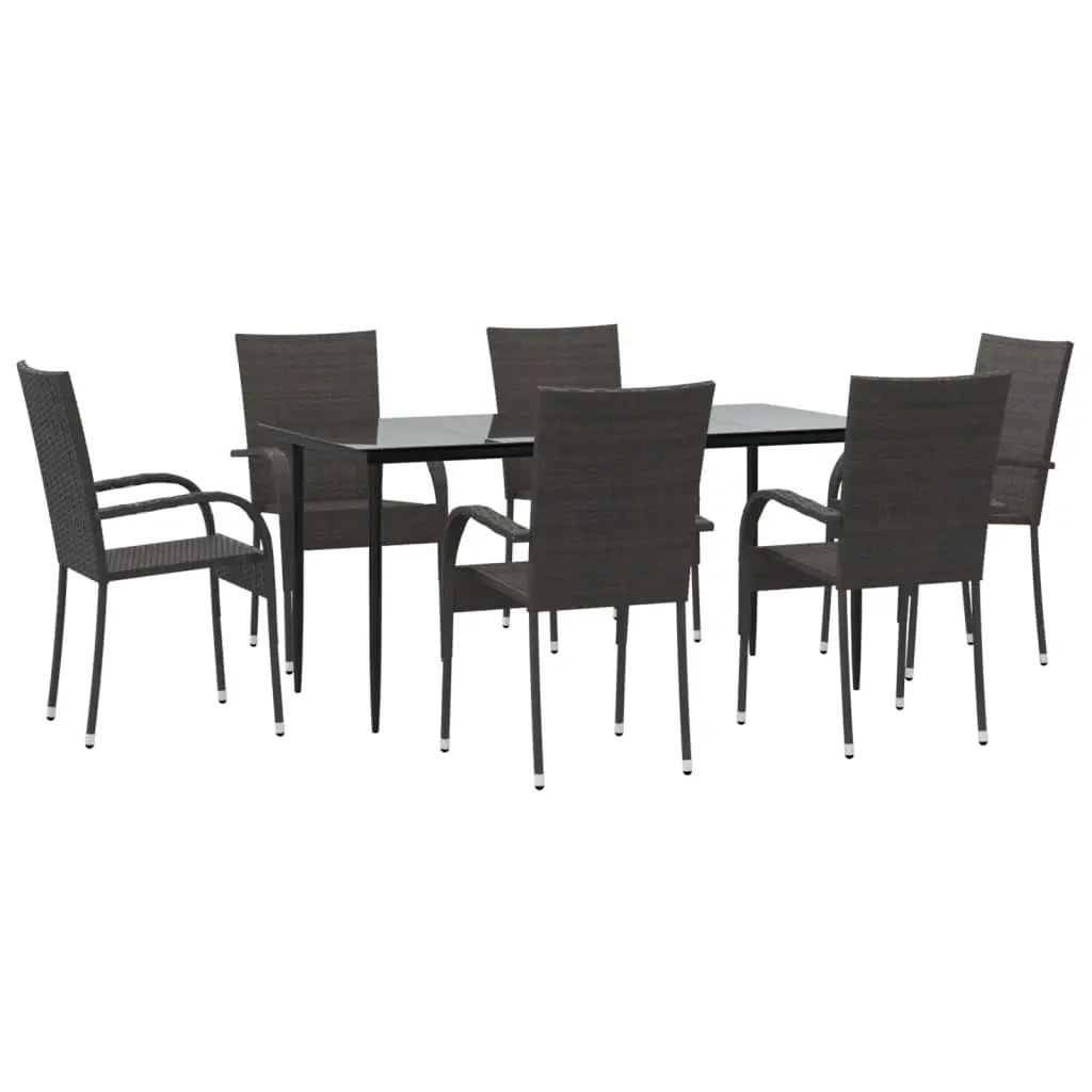 Ensemble de 7 pcs table de jardin avec chaises – mobilier de jardin Marron Résine tressée
