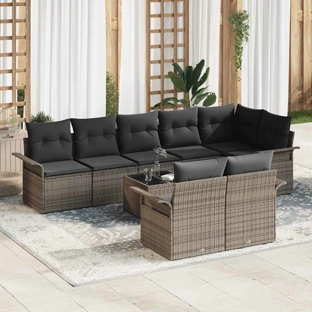 Ensemble de canapé de jardin avec stockage 9 pcs Gris polyrotin vidaXL 3354088