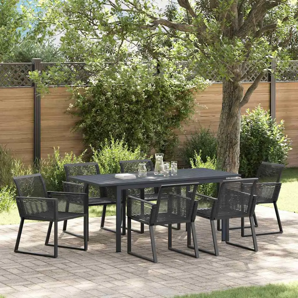Ensemble de salle à manger pour jardin 7 pcs Noir polyrotin vidaXL 3378820