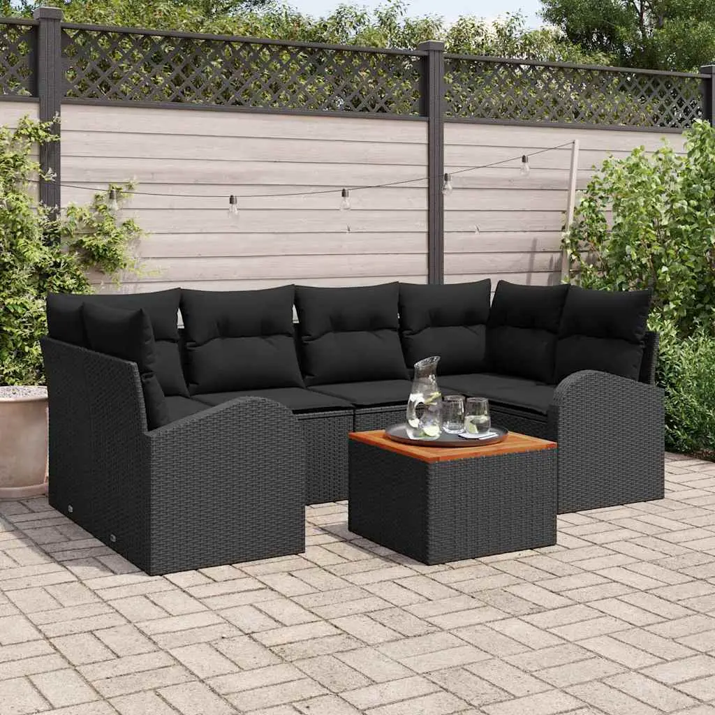Ensemble de canapé de jardin avec stockage 7 pcs Noir polyrotin vidaXL 3356203