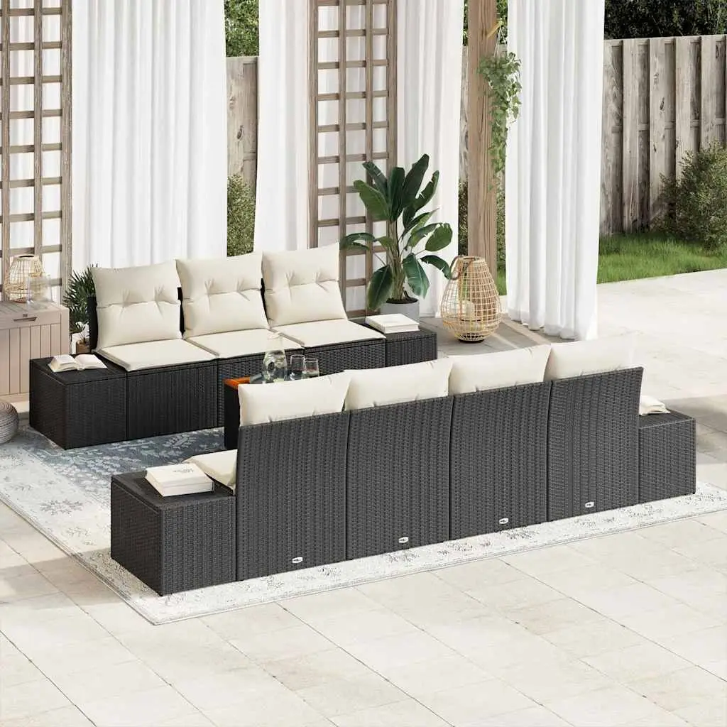 Ensemble canapé de jardin modulable 8 pcs en polyrotin pour 7 personnes Noir – ComfortXL Outdoor Living