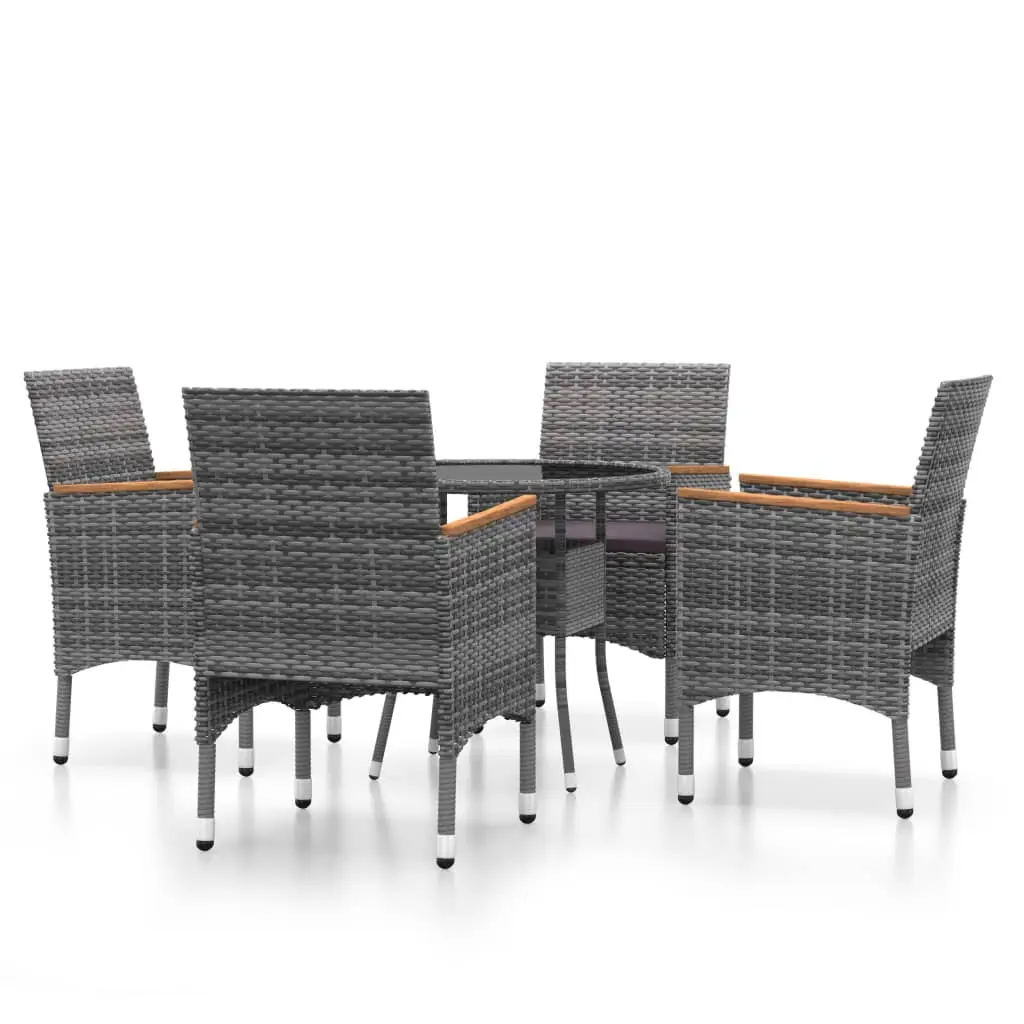 Ensemble de 5 pcs table de jardin avec chaises – mobilier de jardin Résine tressée Gris-JU2368