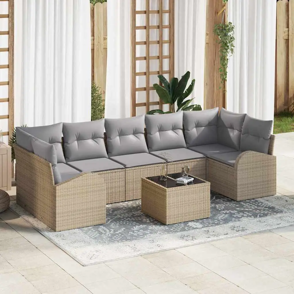Ensemble de canapé de jardin Beige 55 x 55 x 37 cm polyrotin vidaXL 3345960