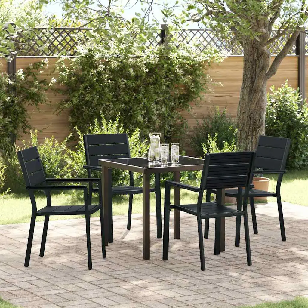 Ensemble de salle à manger pour jardin 5 pcs Noir vidaXL 3379143