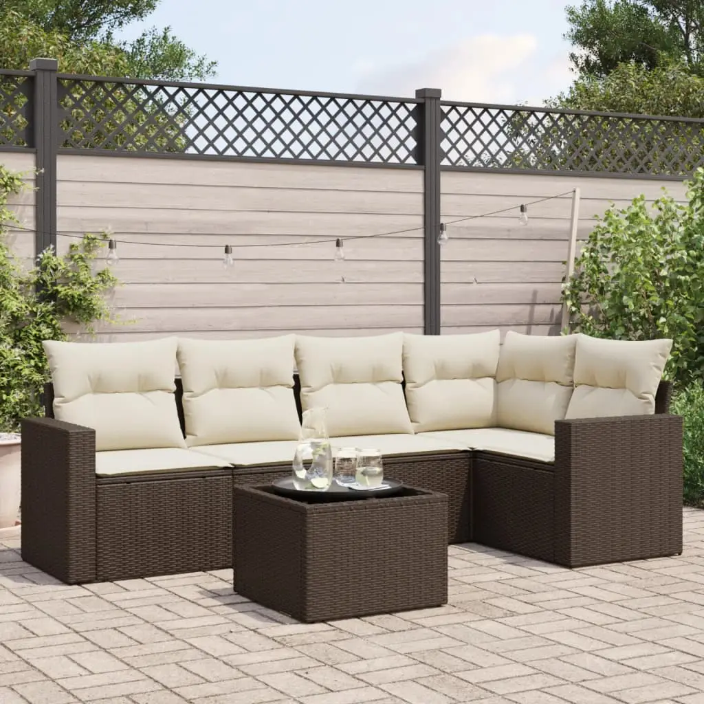 Ensemble d’Extérieur 6 Pièces Résine Tressée Marron avec Rangement pour Patio – ComfortXL Outdoor Living