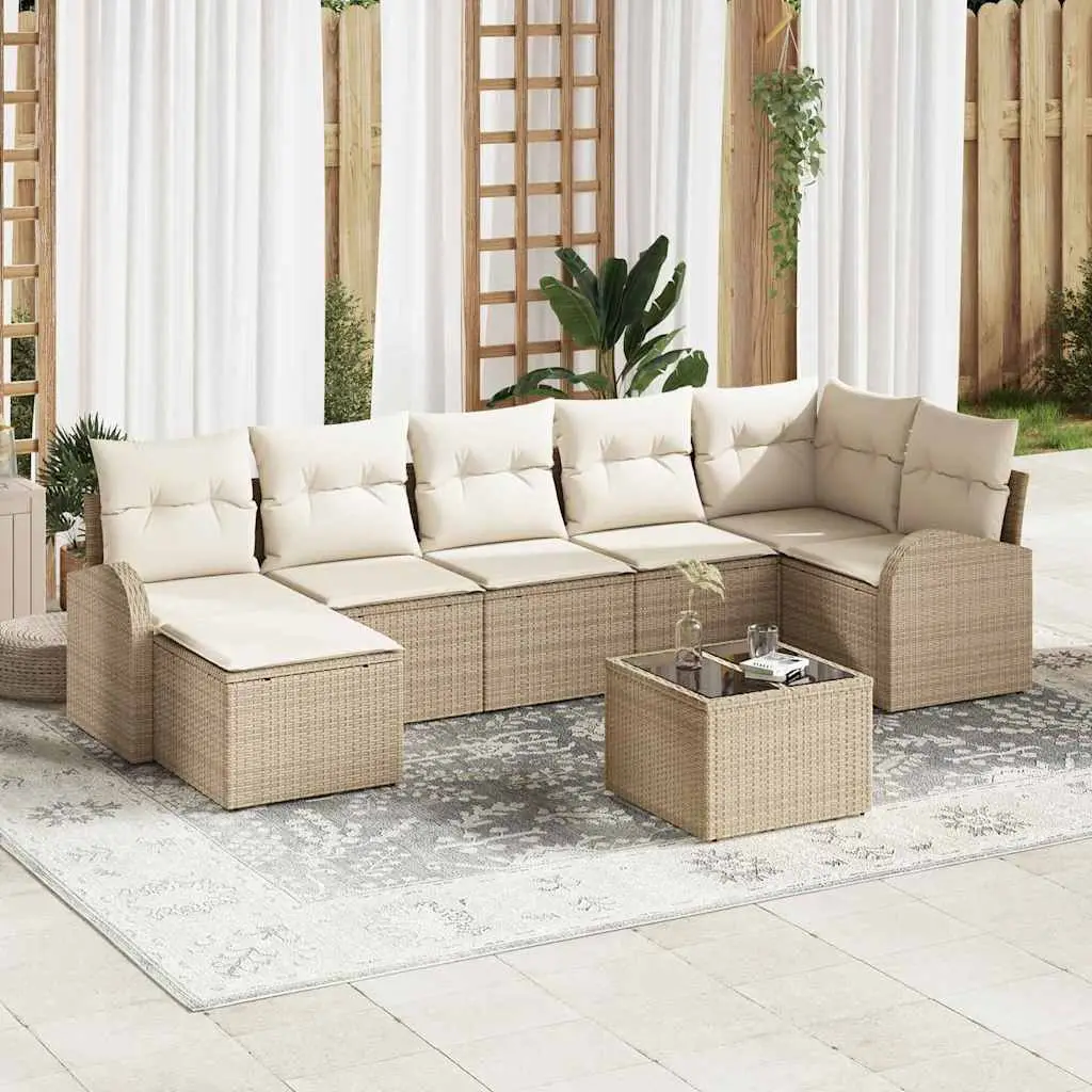 Ensemble de Canapés avec coussin 8 pcs Beige polyrotin vidaXL 3354810