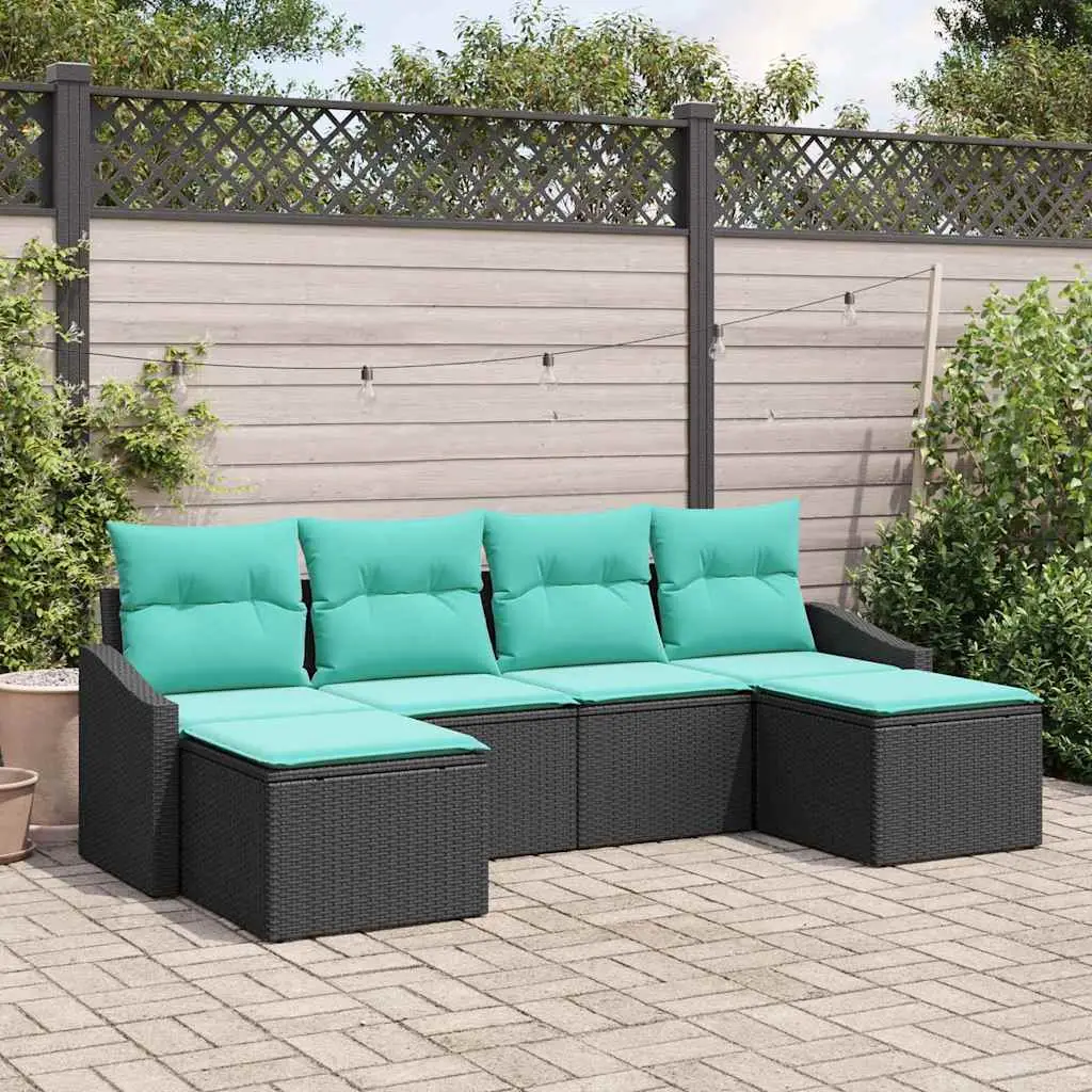 Ensemble de Canapés avec coussin 6 pcs Noir polyrotin vidaXL 3346836