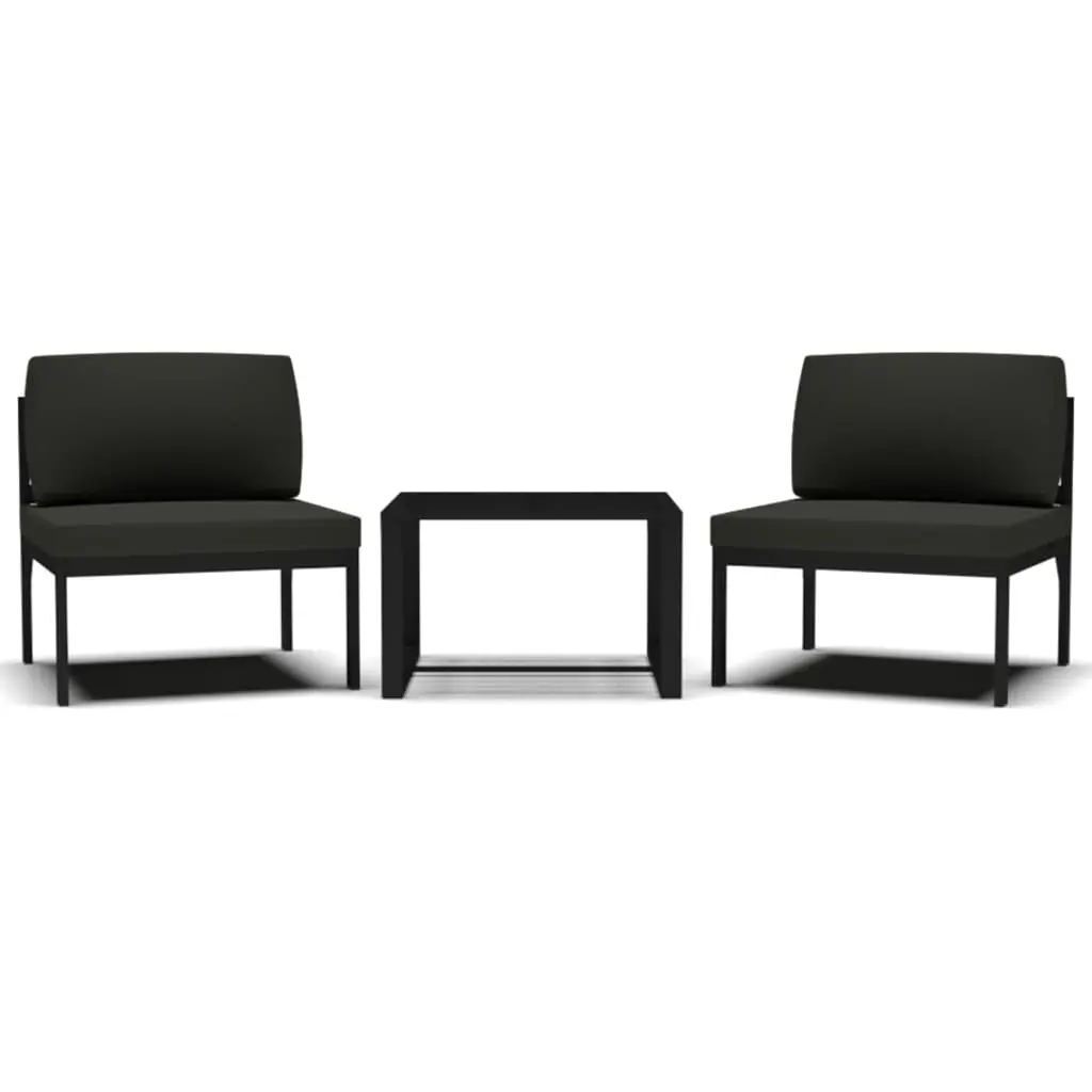 Ensemble de 3 pcs canapés de jardin – Canapés d’extérieur avec table et coussins Aluminium Anthracite – MEUBLE PRO