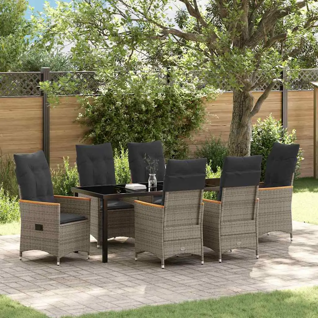 Ensemble de salle à manger pour jardin 7 pcs Gris polyrotin vidaXL 3379623