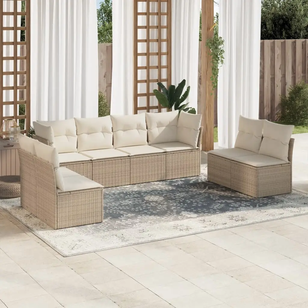 Ensemble Canapés de Jardin 8 Pièces en Résine Tressée pour Extérieur Beige – ComfortXL Outdoor Living