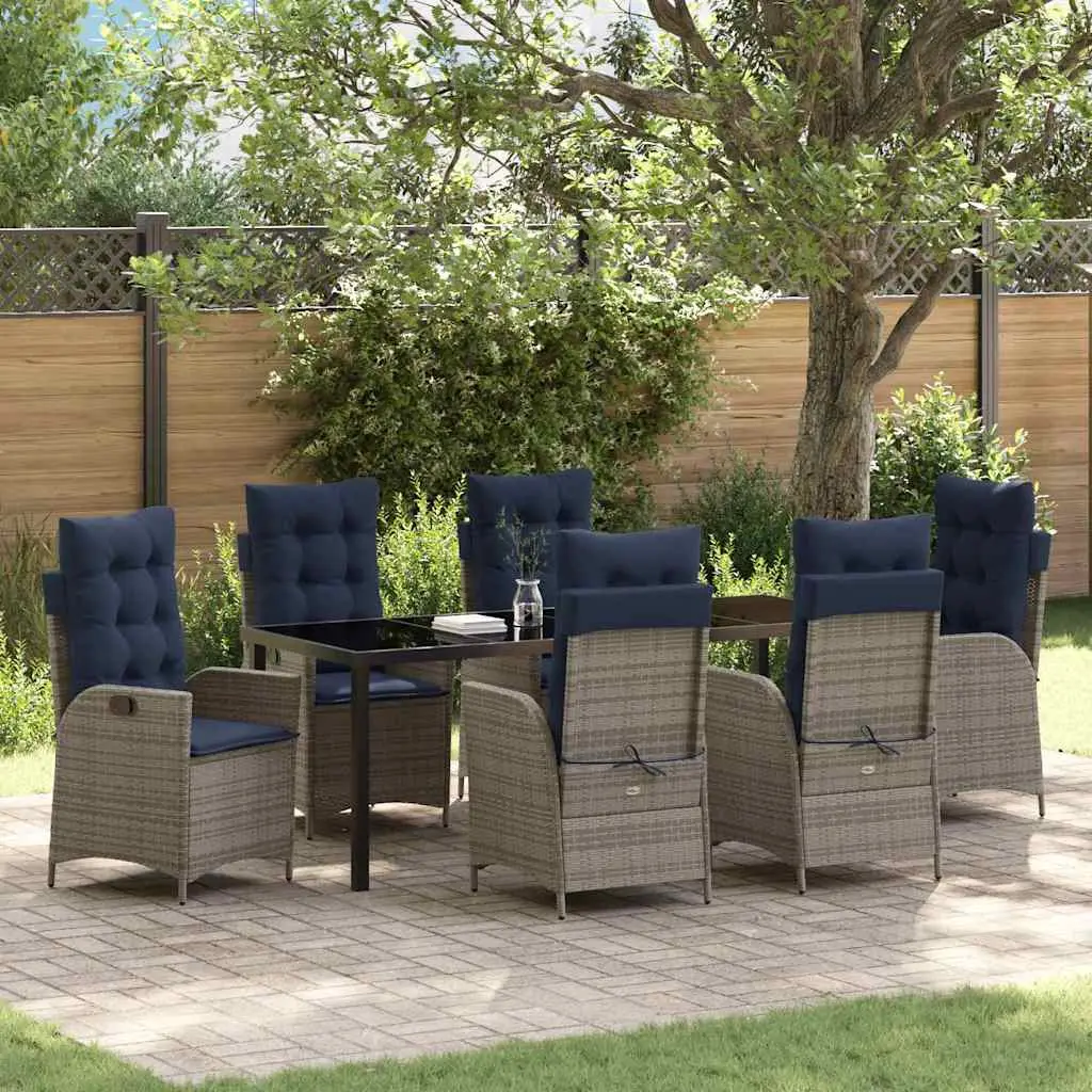 Ensemble de salle à manger pour jardin 7 pcs Gris et Noir Rotin vidaXL 3380580