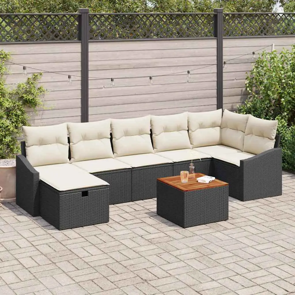 Ensemble de Jardin 8 Pièces en Poly Rotin Modulable 6 Places avec Rangement Noir – ComfortXL Outdoor Living