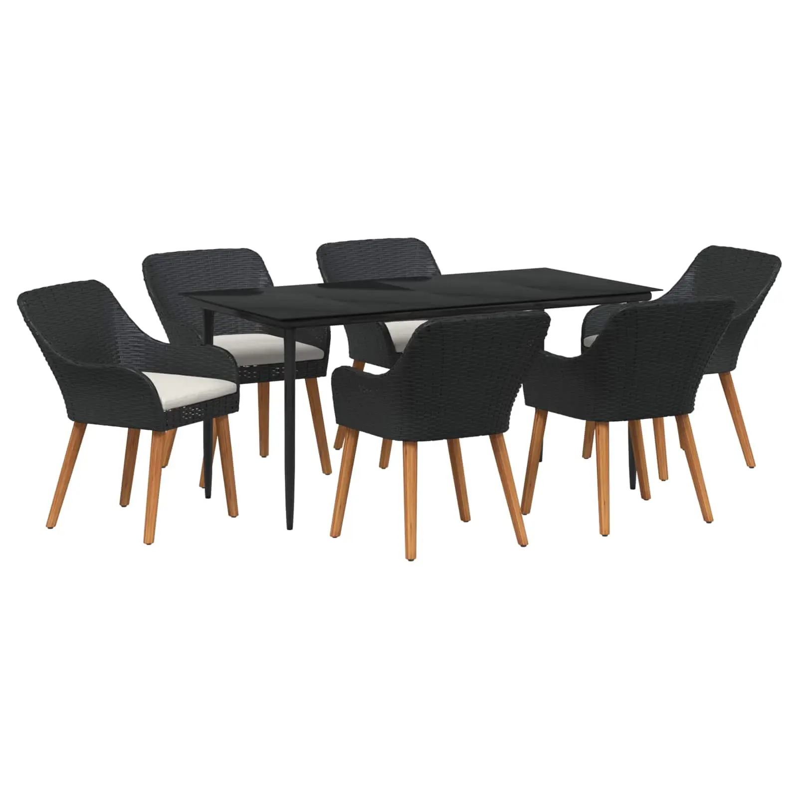 Ensemble de salle à manger pour jardin 7 pcs Noir polyrotin vidaXL 3261667