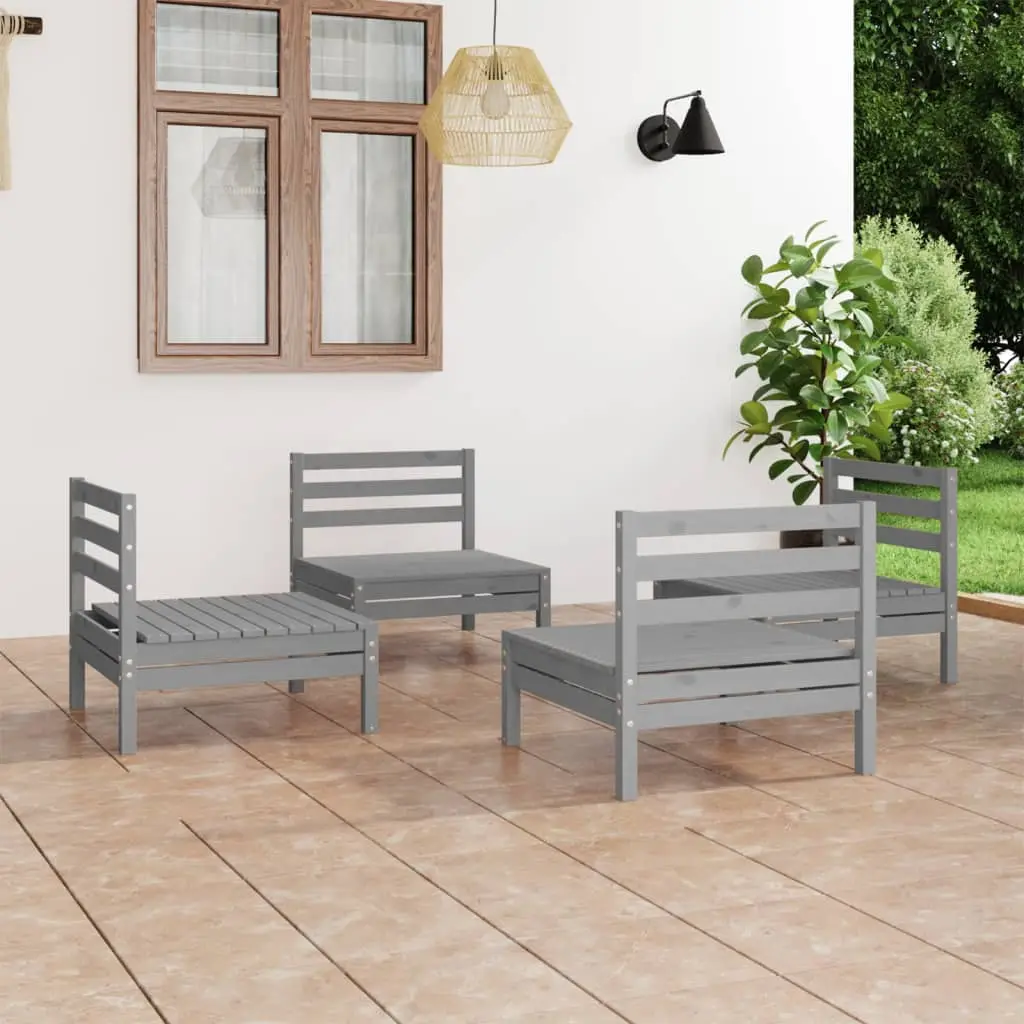 Ensemble Canapés de Jardin 4pcs Bois de Pin Massif Modulable Gris – ComfortXL Outdoor Living
