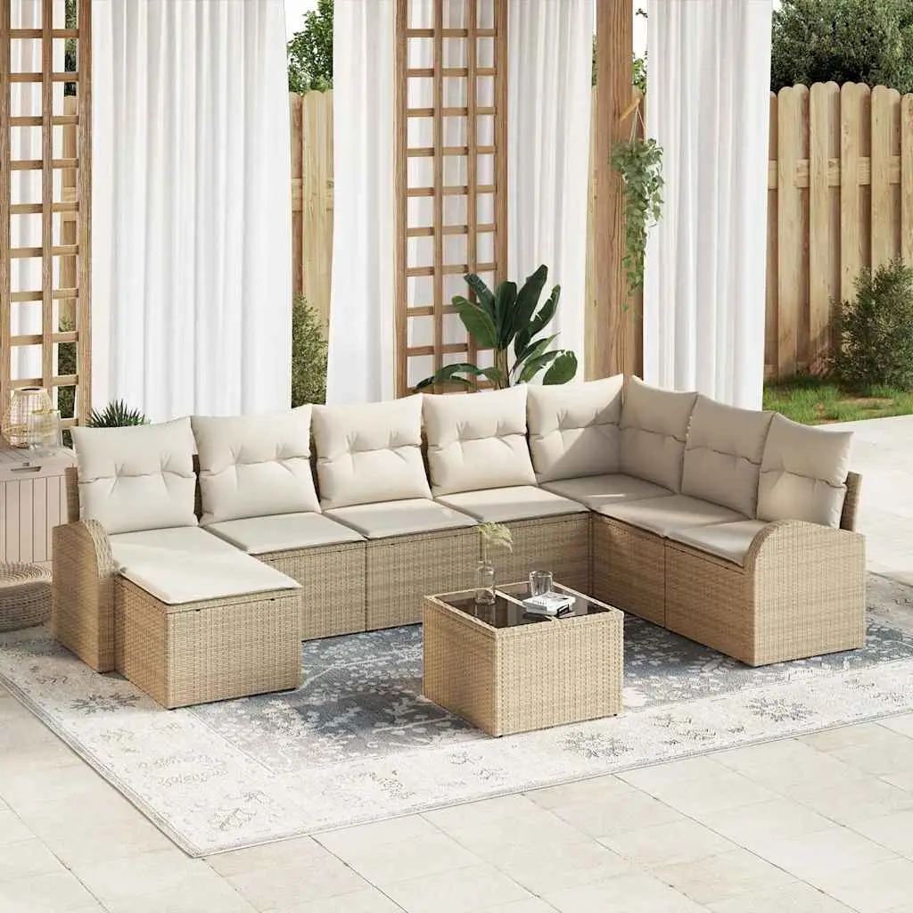 Ensemble de Canapés avec coussin 9 pcs Beige et blanc polyrotin vidaXL 3354840