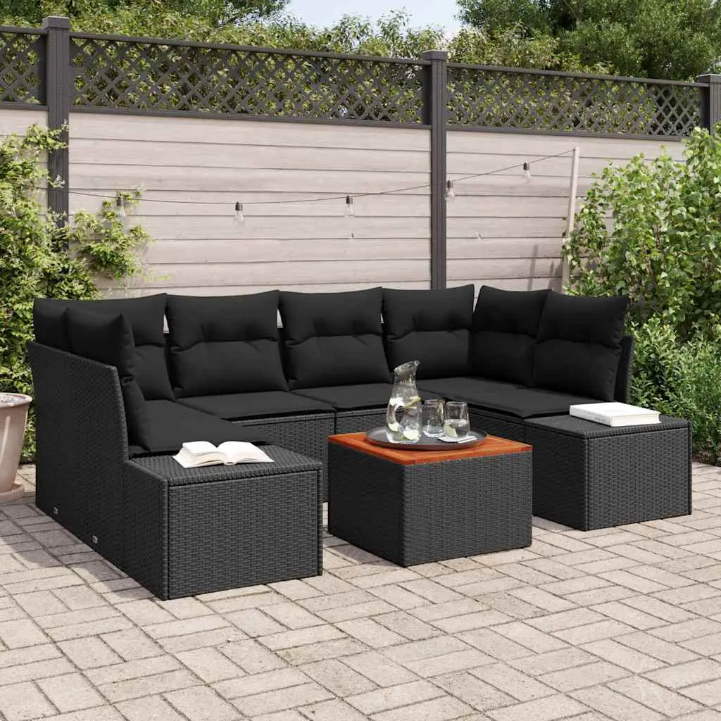 Ensemble de canapé de jardin avec stockage 7 pcs Noir polyrotin vidaXL 3356581