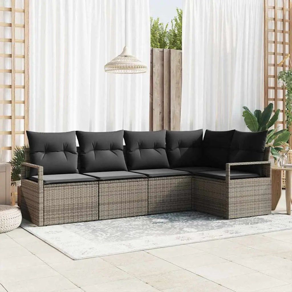 Ensemble de Canapés 5 pcs Gris polyrotin vidaXL 3346379