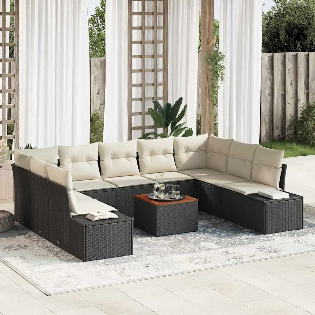 Ensemble de canapé de jardin avec stockage 10 pcs Noir et blanc vidaXL 3356668