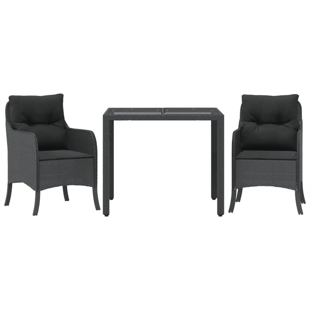 Ensemble de 3 pcs table de jardin et chaises avec coussins – mobilier de jardin Noir-JU3147