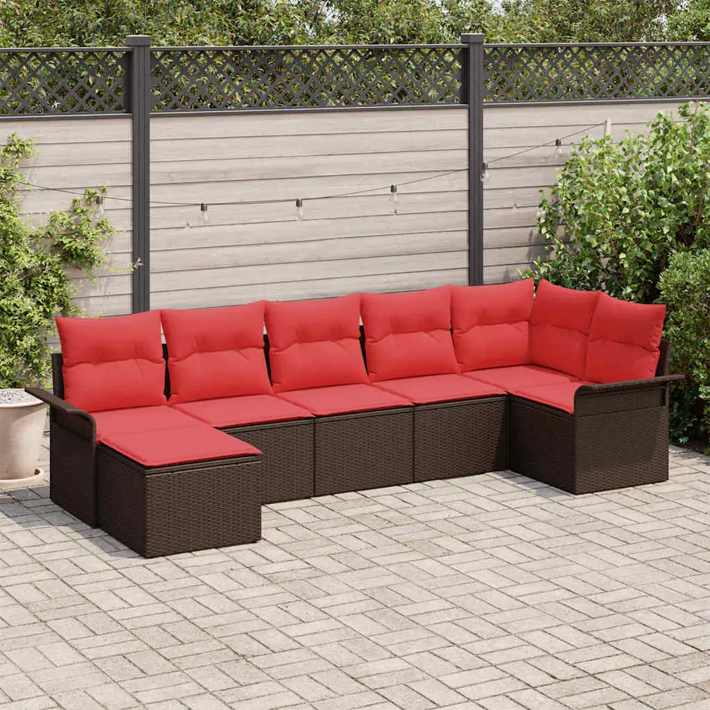 Ensemble de canapé de jardin avec coussin Marron polyrotin vidaXL 3345454