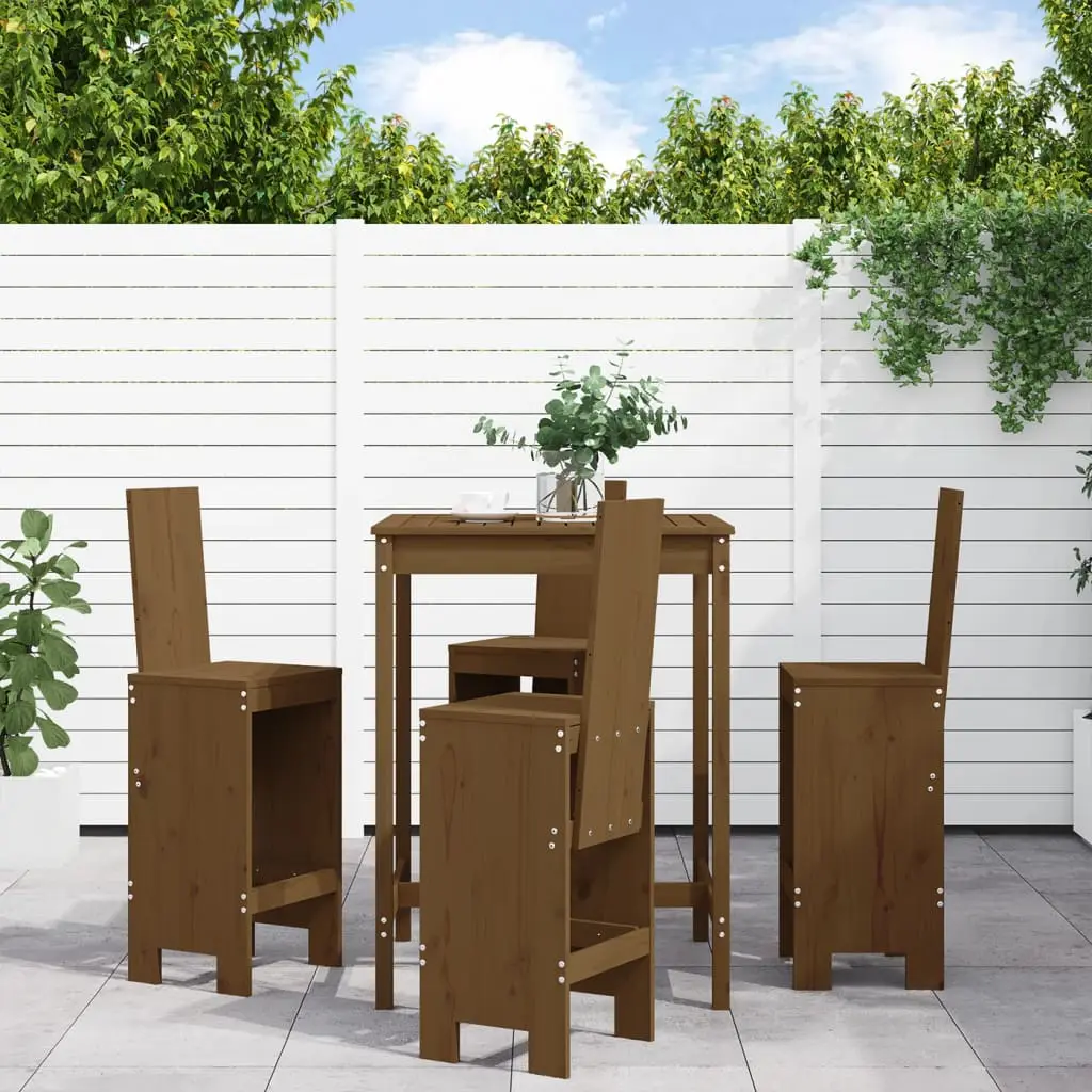 Ensemble de bar de jardin 5 pcs marron miel bois de pin massif vidaXL 3157772