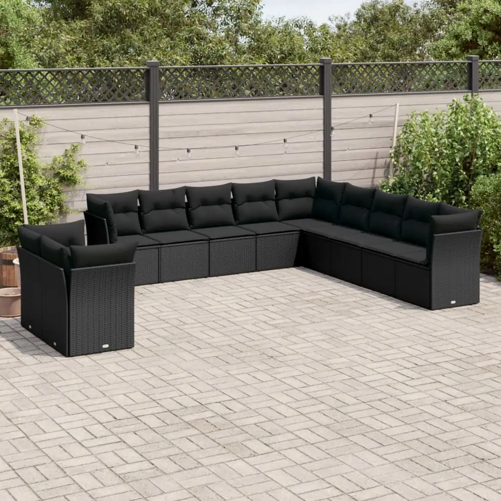 Ensemble canapés de jardin 11 places en résine tressée modulable pour réception extérieur Noir – ComfortXL Outdoor Living