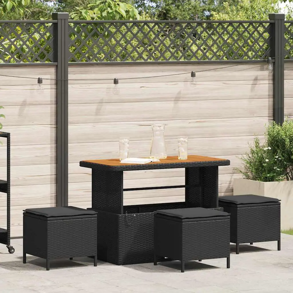 Ensemble de bar de jardin 6 pcs avec table ajustable et 3 tabourets Noir – ComfortXL Outdoor Living