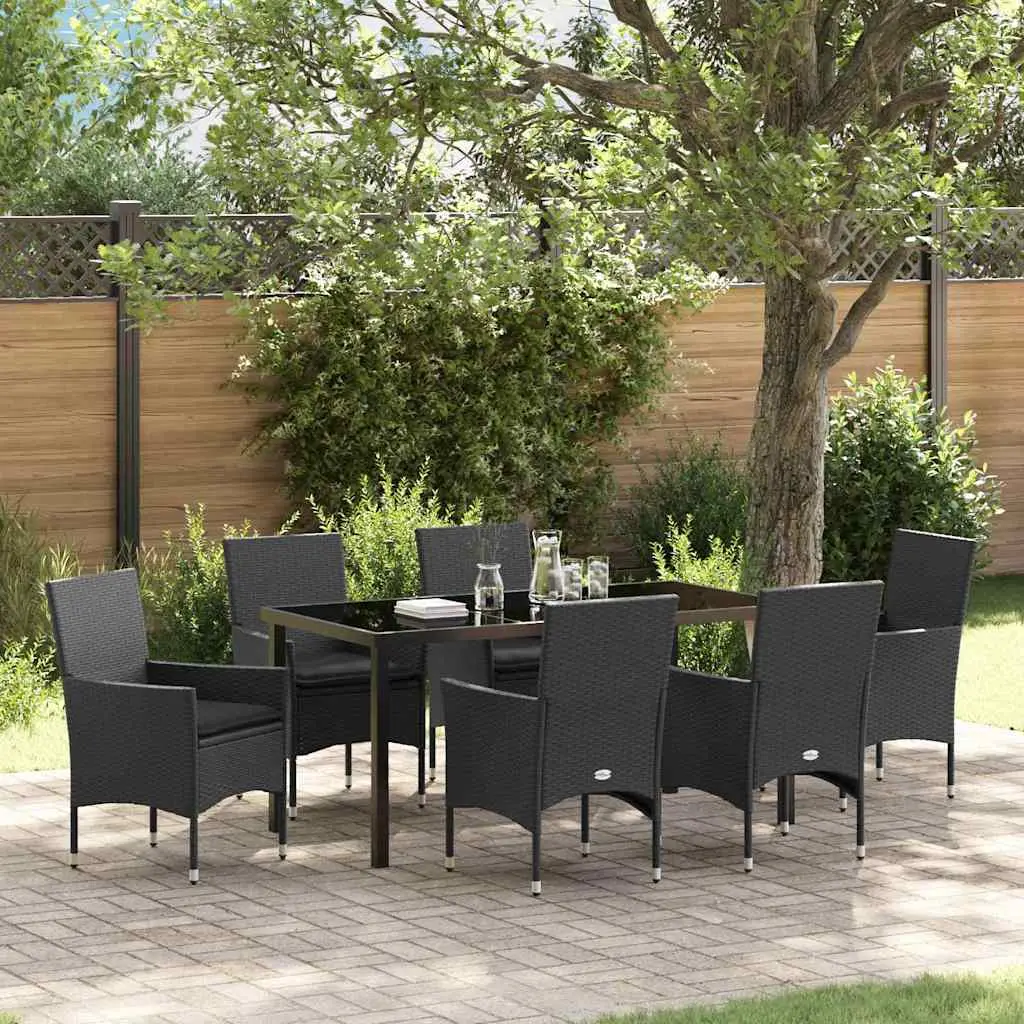 Ensemble de salle à manger pour jardin 7 pcs Noir polyrotin vidaXL 3379776