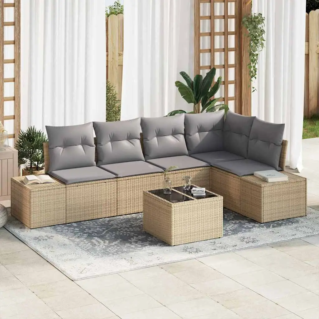 Ensemble de canapé de jardin Beige et Gris clair polyrotin vidaXL 3355739