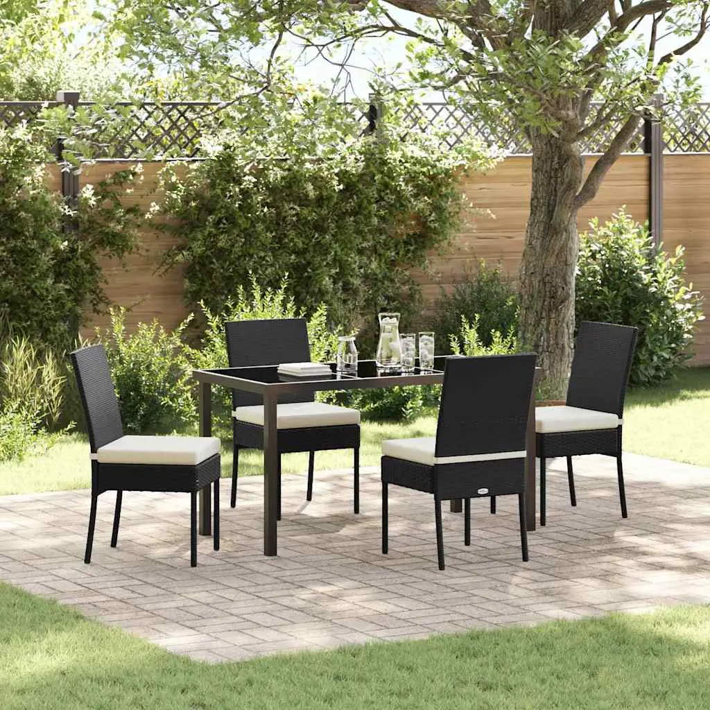 Ensemble de salle à manger pour jardin 5 pcs Noir vidaXL 3379207