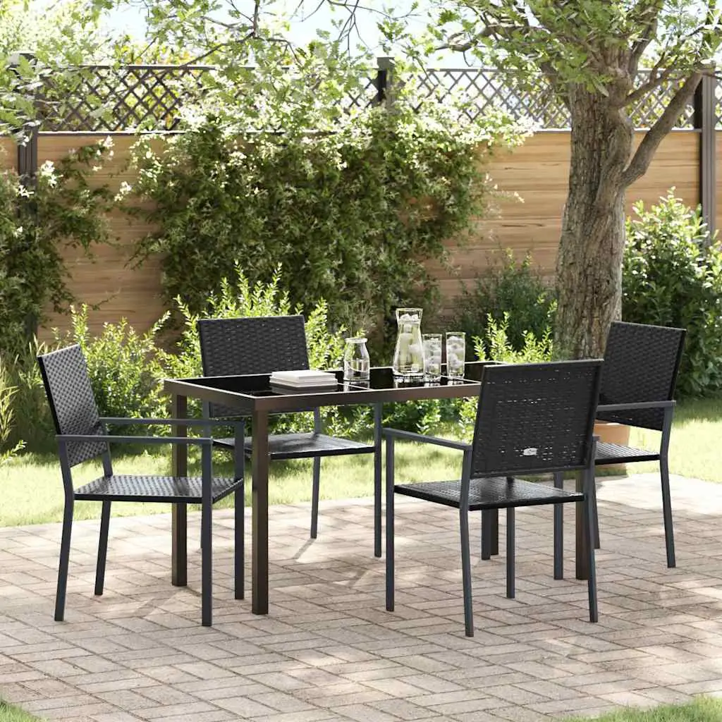 Ensemble de salle à manger pour jardin 5 pcs Noir Rotin PE vidaXL 3379081