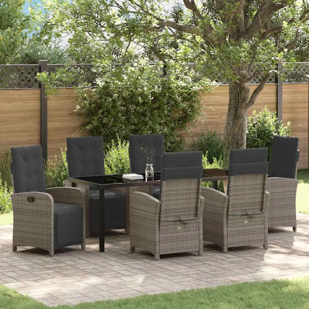 Ensemble de salle à manger pour jardin 7 pcs Gris polyrotin vidaXL 3380328
