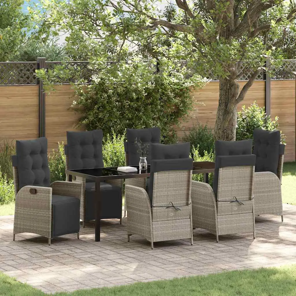 Ensemble de salle à manger pour jardin 7 pcs Gris clair vidaXL 3380573