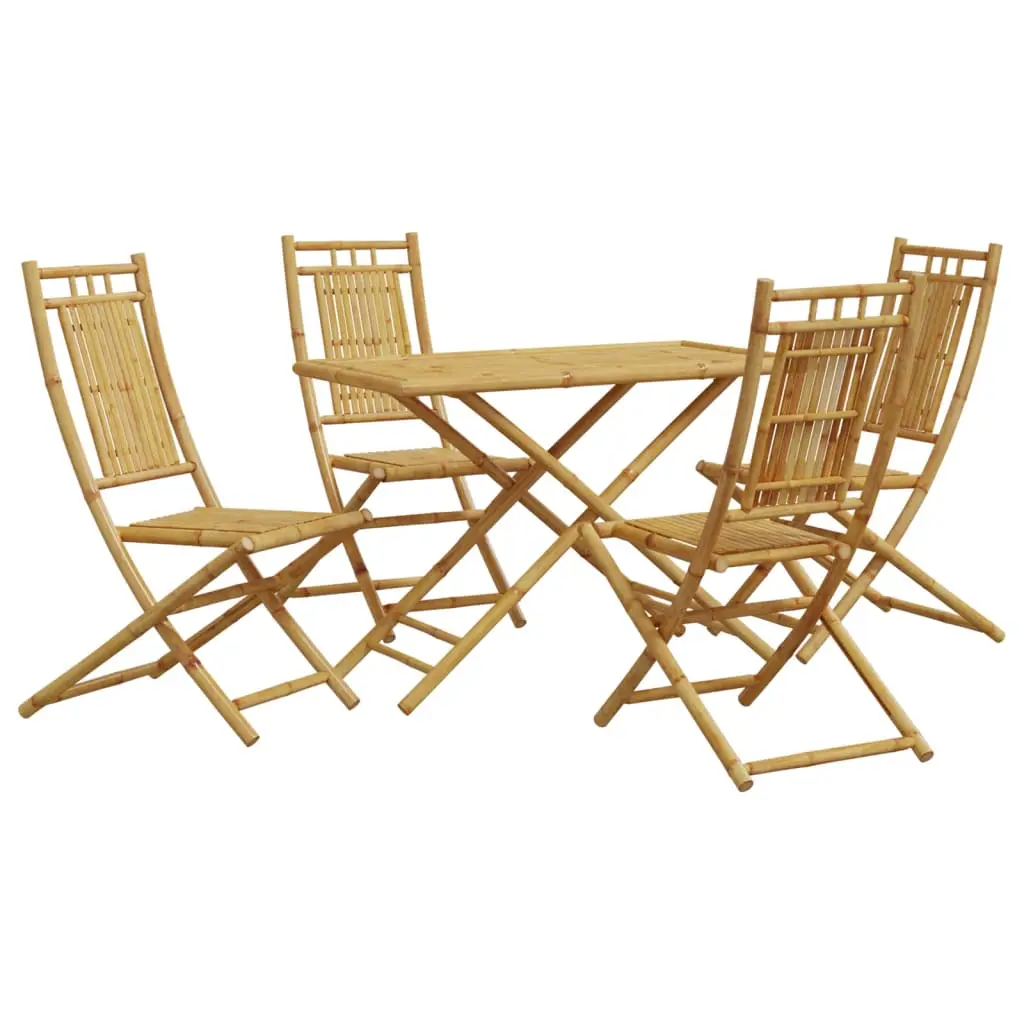 Ensemble de 5 pcs table de jardin avec chaises – mobilier de jardin bambou-JU2673