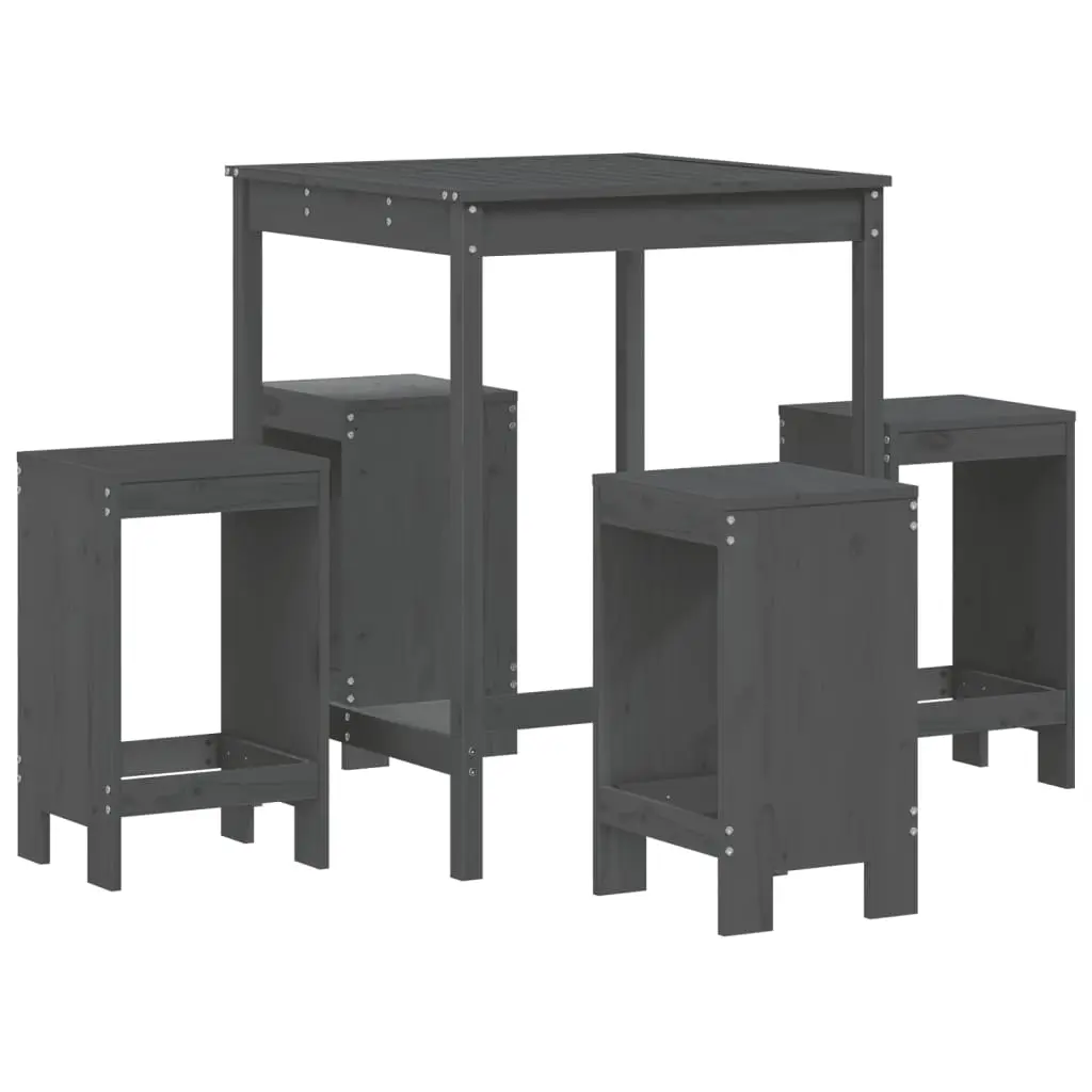 Ensemble de 5 pcs bar de jardin – Mobilier d’extérieur – Mobilier de jardin gris bois de pin massif-JU2163