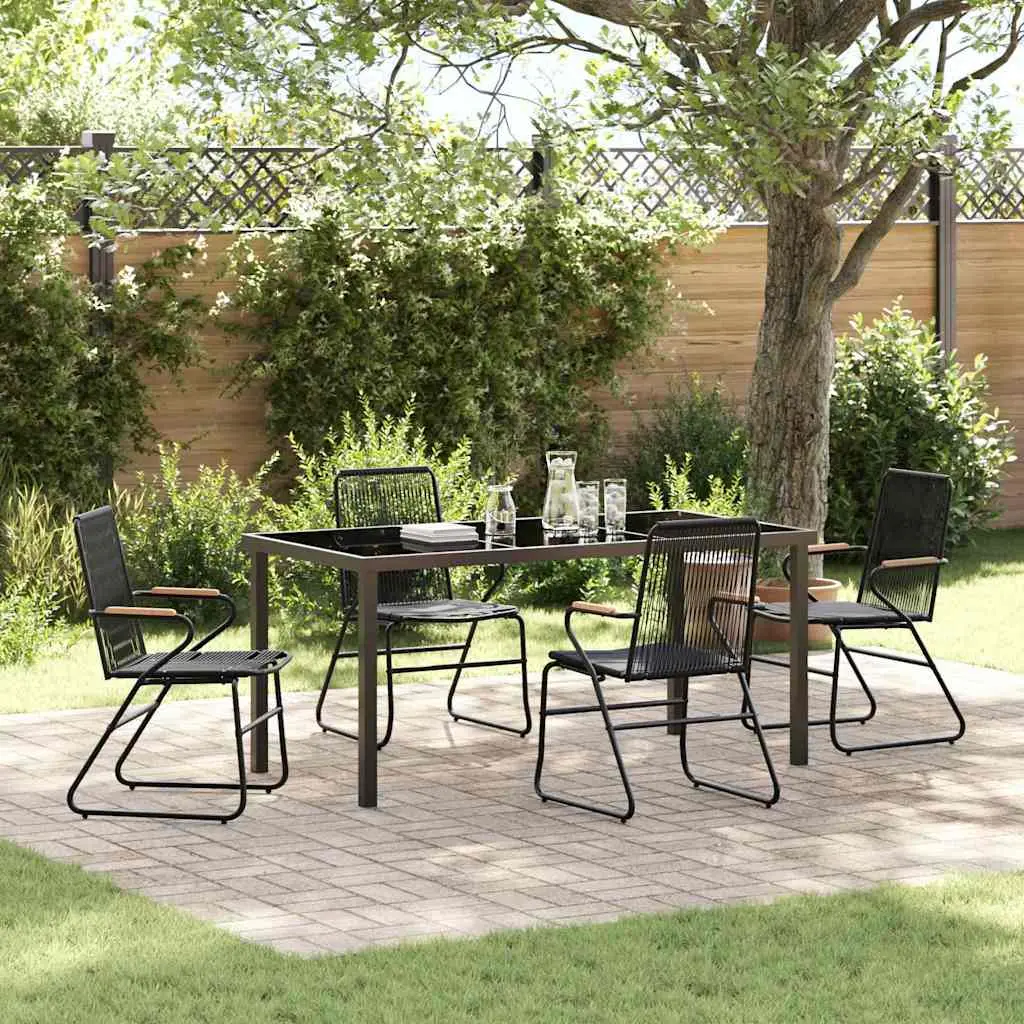Ensemble de salle à manger pour jardin 5 pcs Noir vidaXL 3379173