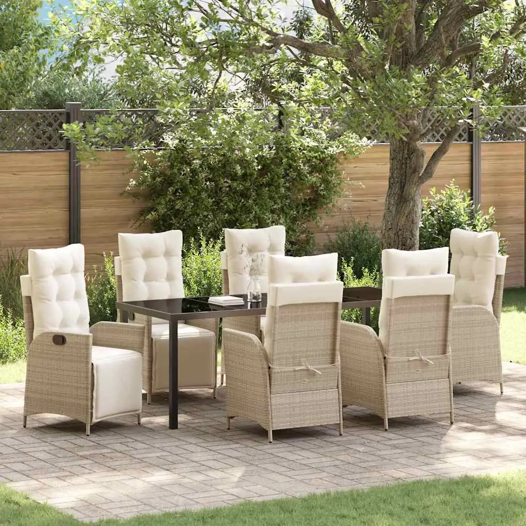 Ensemble de salle à manger pour jardin 7 pcs Beige polyrotin vidaXL 3380559 Beige