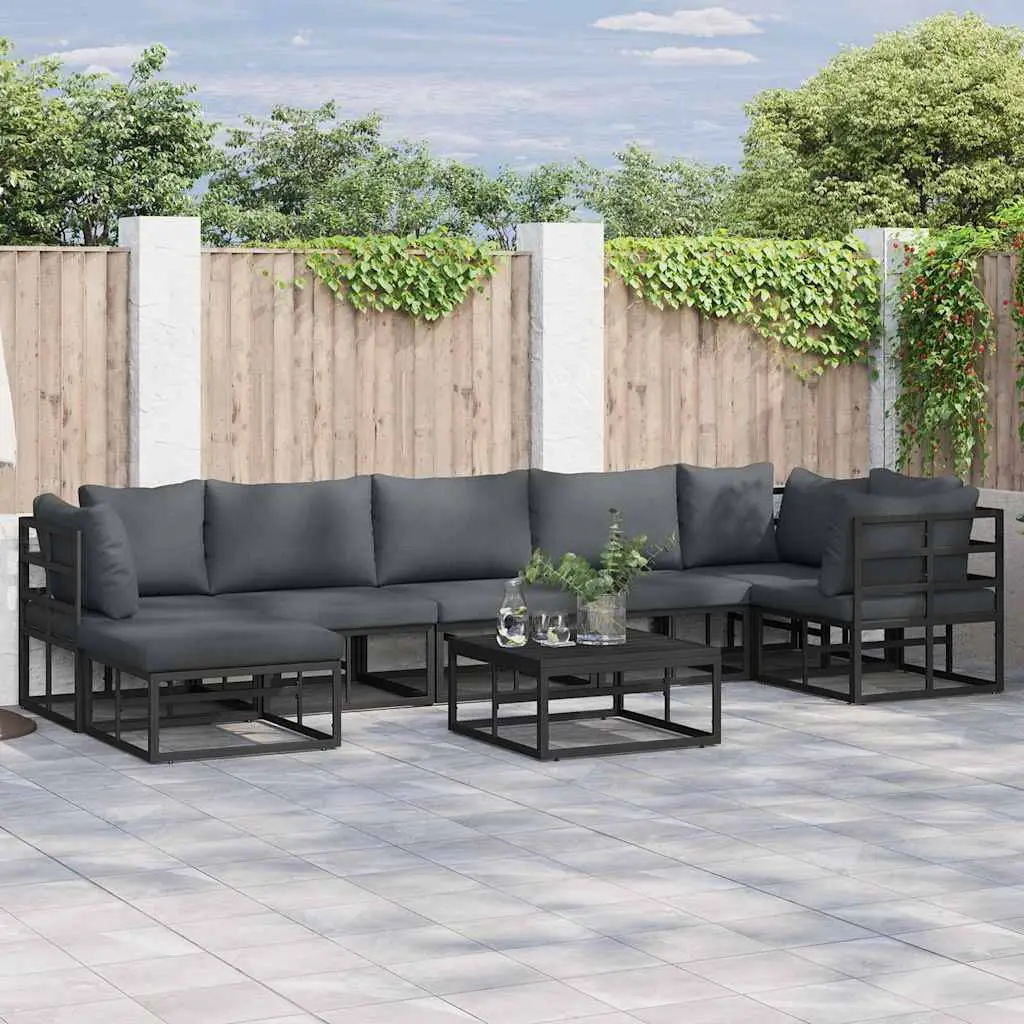Ensemble de canapé de jardin avec coussin Noir Aluminium vidaXL 3378892