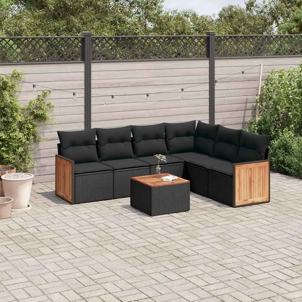 Ensemble de jardin 7 pcs en résine tressée avec table basse et coffres de rangement noir – ComfortXL Outdoor Living