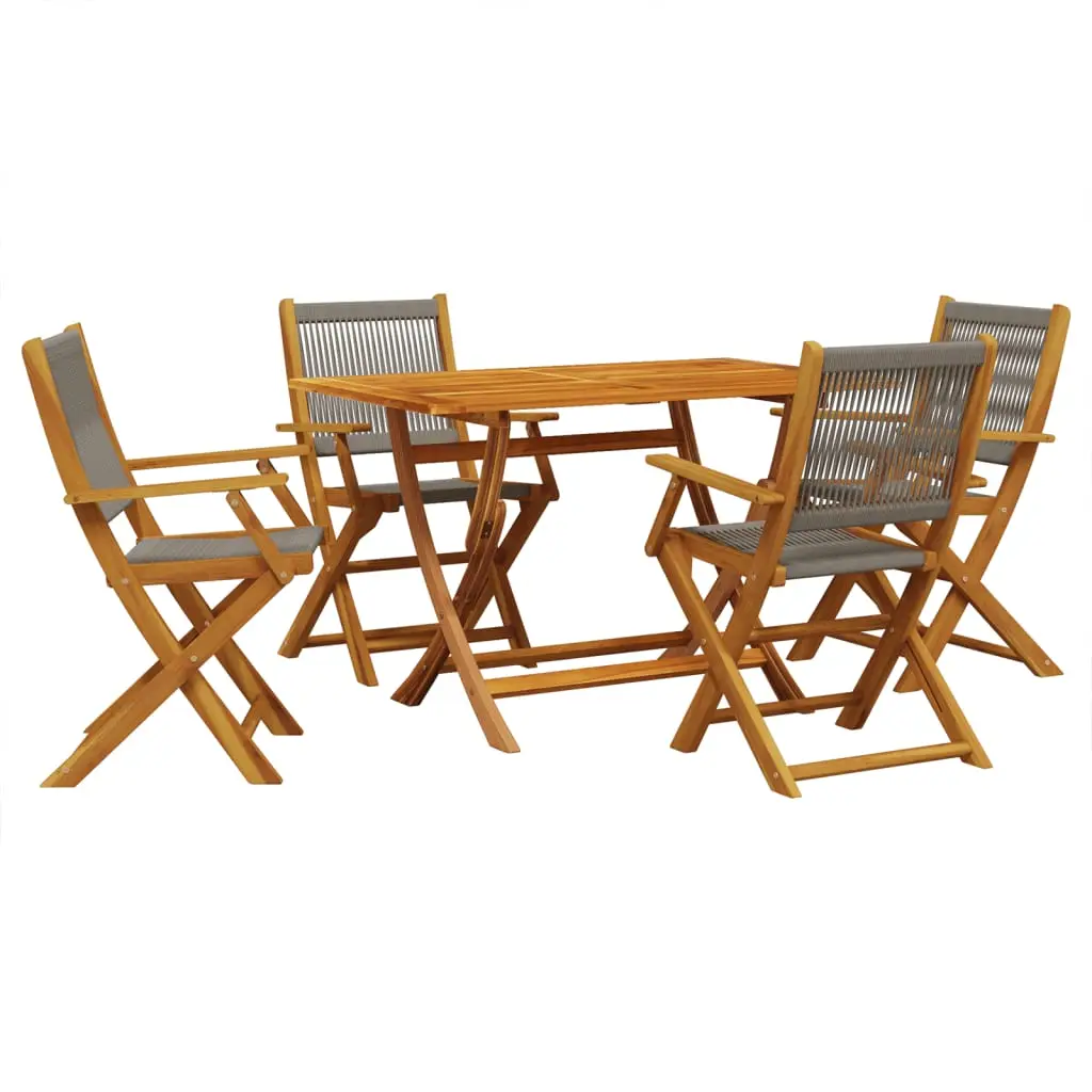 Ensemble de 5 pcs table de jardin avec chaises – mobilier de jardin gris polypropylène bois massif